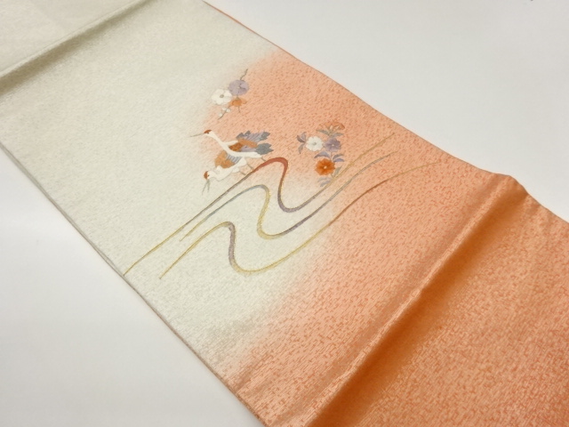 JAPANESE NAGOYA OBI / EMBROIDERY / CRANE